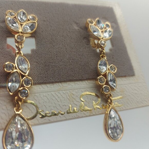 VTG Oscar de la Renta Vintage with Tag by Coro 2.5"  drop RARE GP Rhinestone - Picture 8 of 12